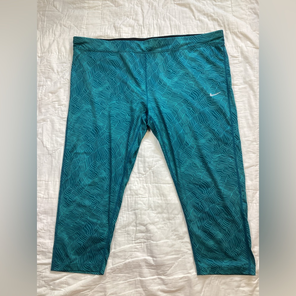 Nike Dri-Fit Printed Crop Legging 3XL Teal Swirl